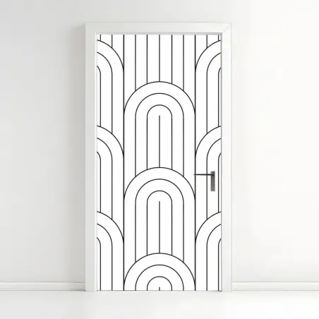 Pegatina para puerta patrón de arcos geométricos minimalista – Pixers®
