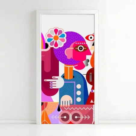 Pegatina para puerta explosión de rumores: arte abstracto con arcoíris – Pixers®