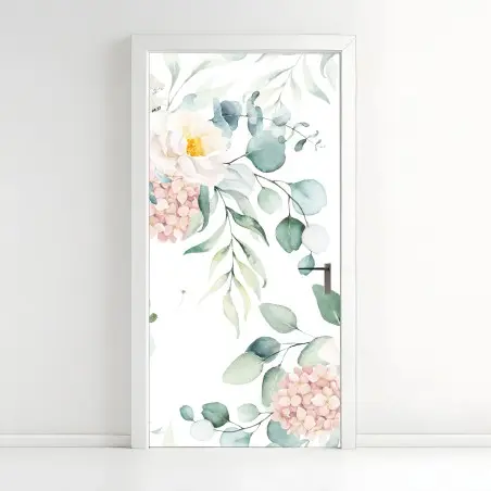 Pegatina para puerta sofisticado estampado floral en acuarela – Pixers®