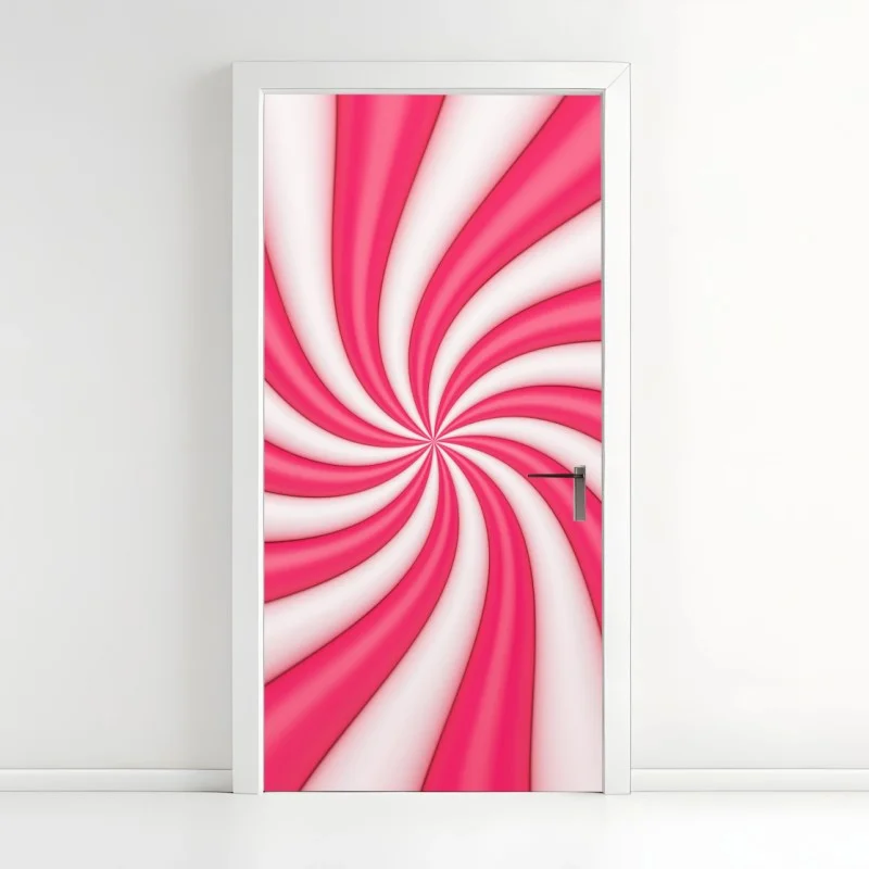 Pegatina para puerta espiral rosa y blanca vibrante