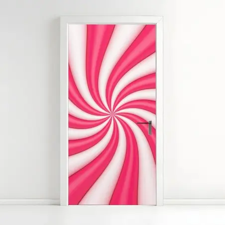Pegatina para puerta espiral rosa y blanca vibrante – Pixers®