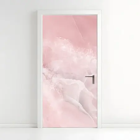 Pegatina para puerta mármol rosa etéreo para decoración – Pixers®