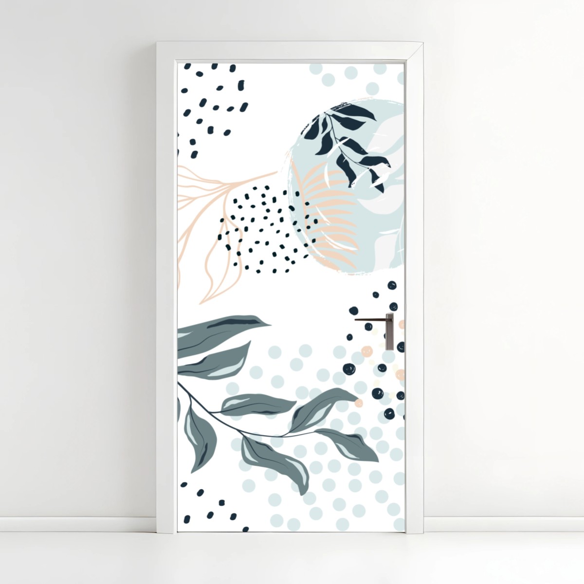 Pegatina para puerta diseño botánico en tonos pastel – Pixers®