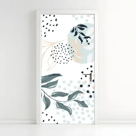 Pegatina para puerta diseño botánico en tonos pastel – Pixers®