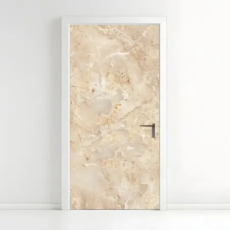 Pegatina para puerta mármol beige veteado para decoración de interiores – Pixers®