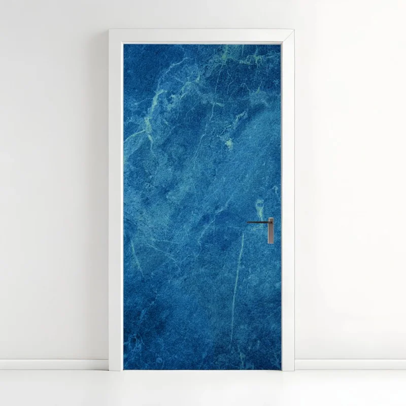 Pegatina para puerta textura de mármol azul profundo para pared