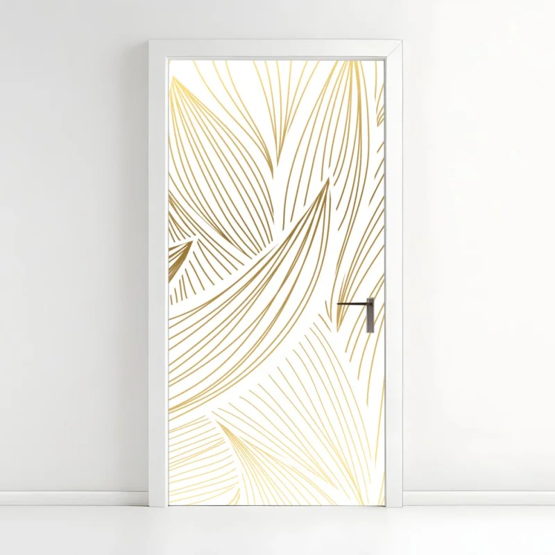 Pegatina para puerta diseño botánico dorado y minimalista