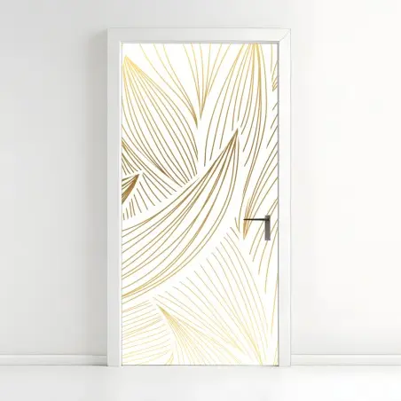Pegatina para puerta diseño botánico dorado y minimalista – Pixers®