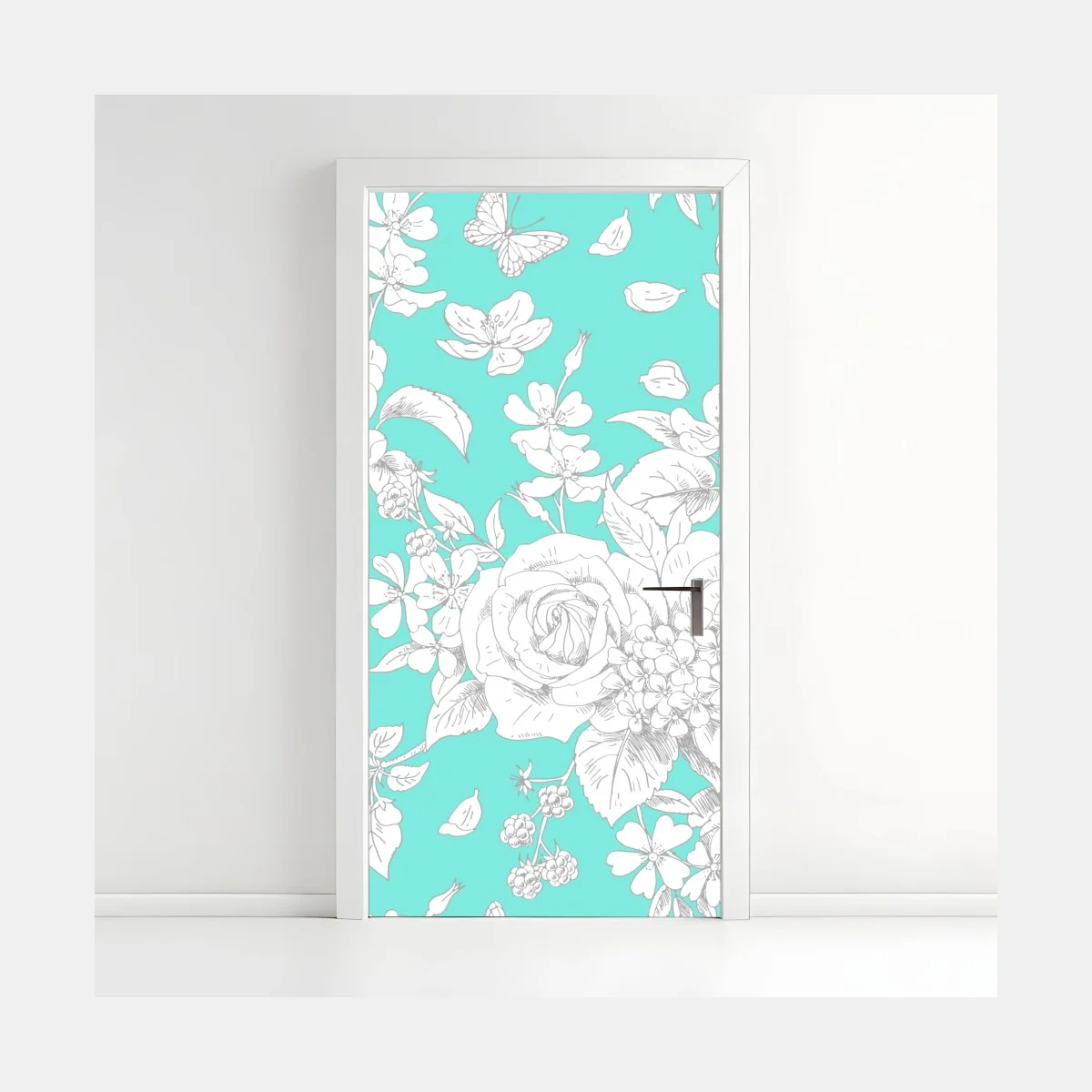 Pegatina para puerta estampado floral vintage en turquesa – Pixers® Pegatina para puerta estampado floral vintage en turquesa – Pixers®