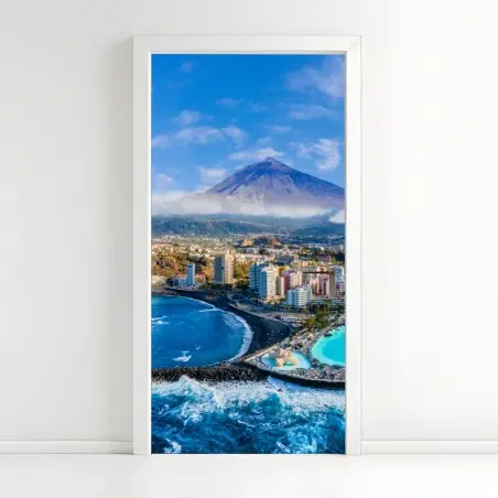 Pegatina para puerta panorámica costera de Tenerife con el Teide – Pixers®