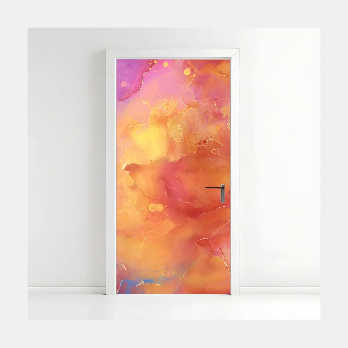 Pegatina para puerta arte abstracto en tonos cálidos y fríos con vetas doradas – Pixers® Pegatina para puerta arte abstracto en tonos cálidos y fríos con vetas doradas – Pixers®