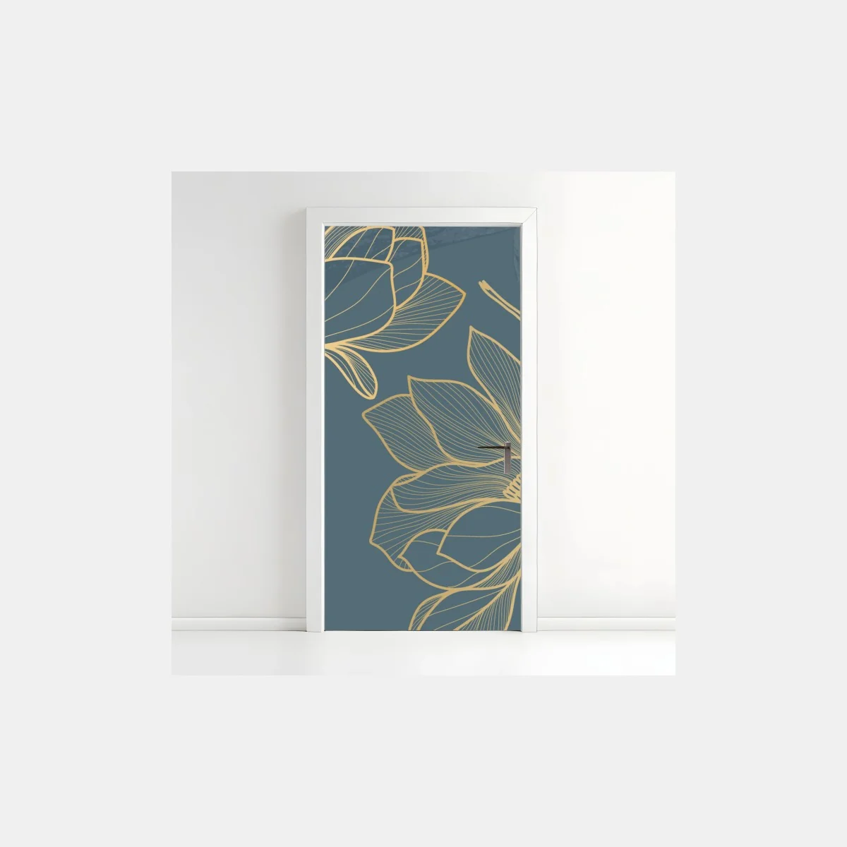 Pegatina para puerta magnolias en trazos dorados sobre fondo azul – Pixers® Pegatina para puerta magnolias en trazos dorados sobre fondo azul – Pixers®