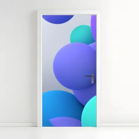 Pegatina para puerta esferas coloridas en 3d sobre fondo minimalista – Pixers®