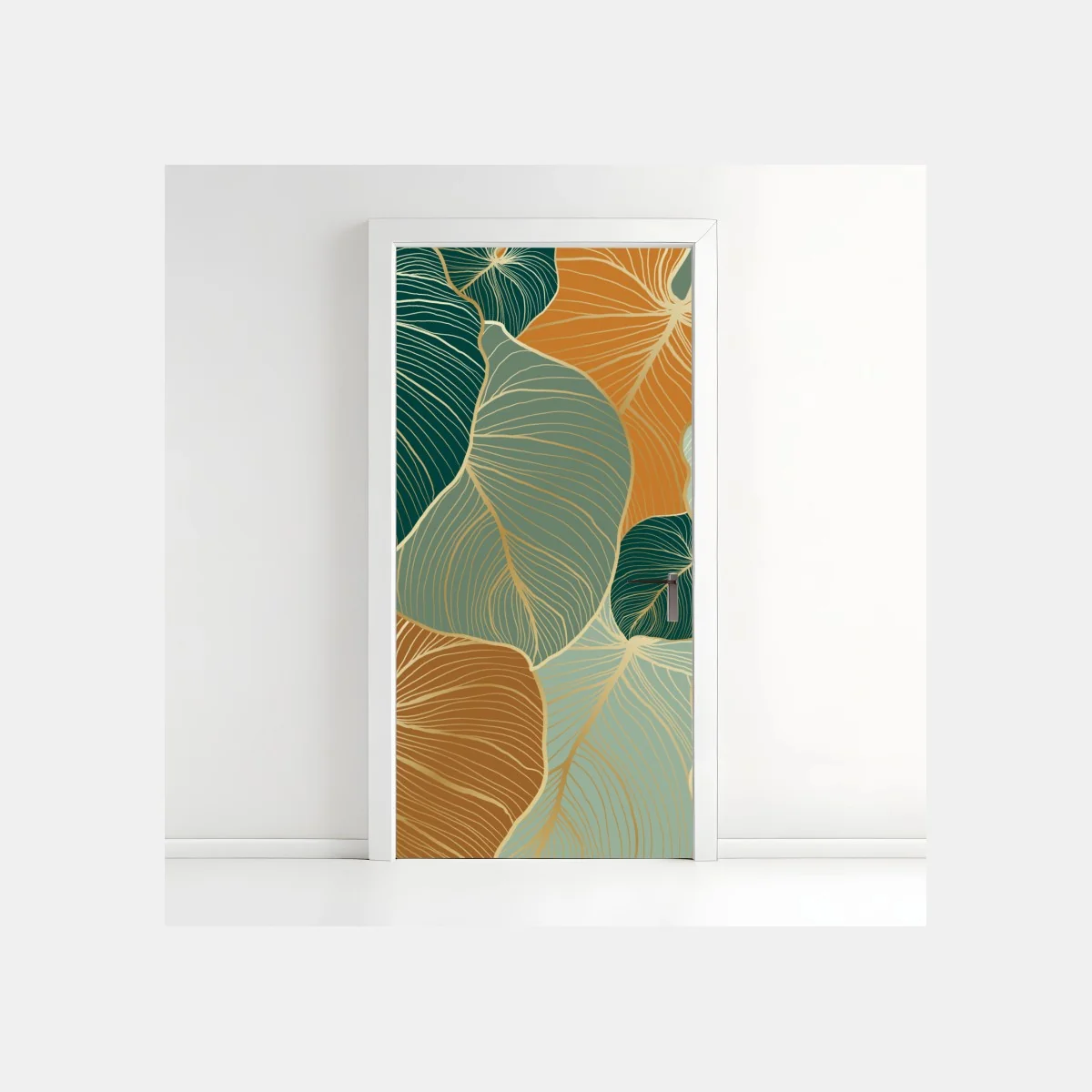 Pegatina para puerta patrón de hojas tropicales en tonos verdes y dorados – Pixers® Pegatina para puerta patrón de hojas tropicales en tonos verdes y dorados – Pixers®