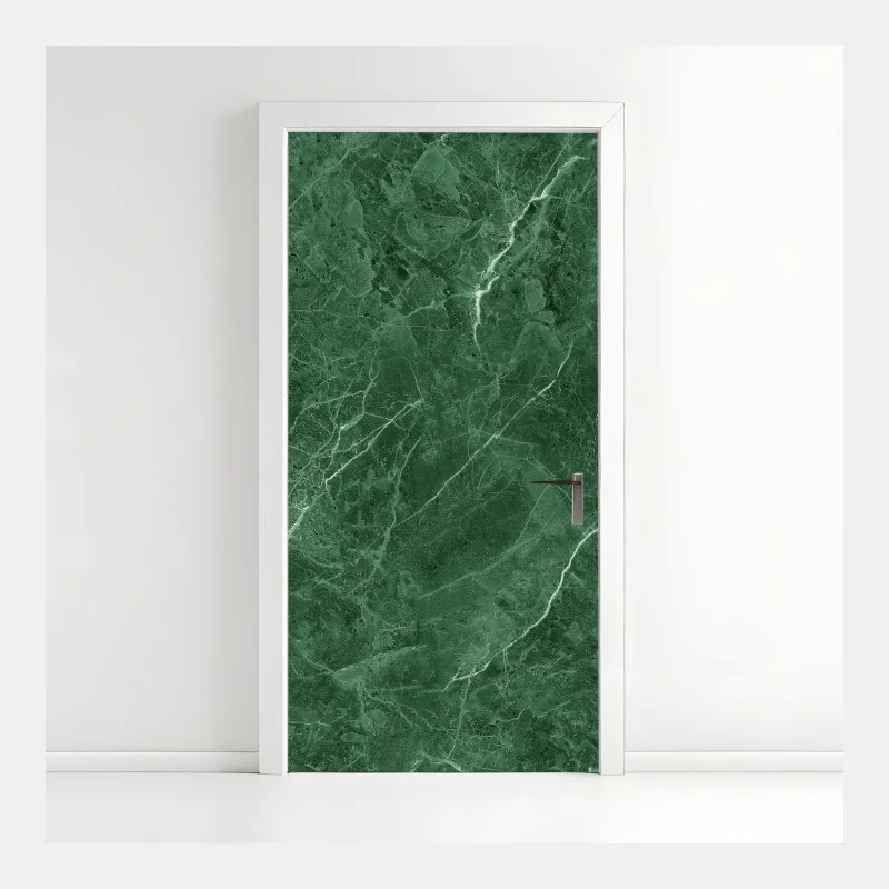 Pegatina para puerta mármol verde clásico con vetas blancas