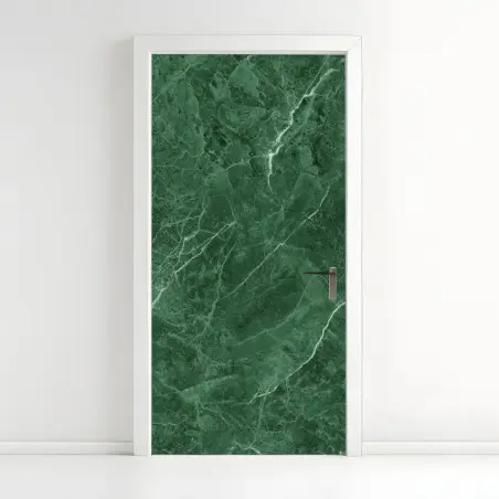 Pegatina para puerta mármol verde clásico con vetas blancas – Pixers®