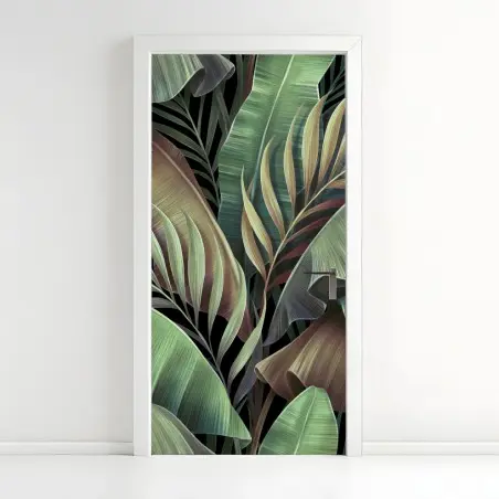 Pegatina para puerta follaje tropical en tonos verdes – Pixers®