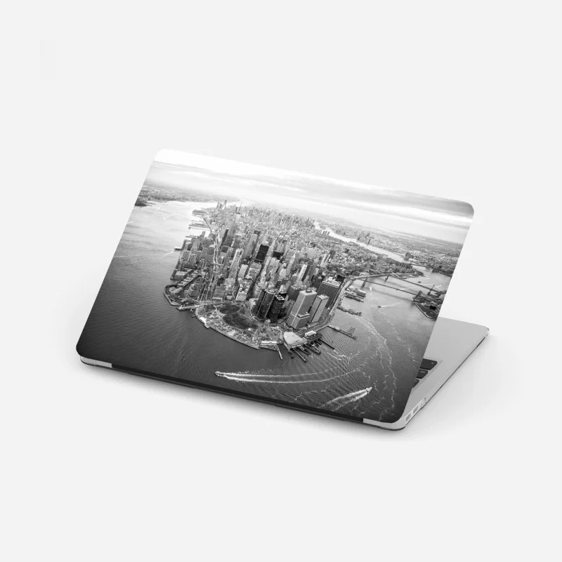 Pegatina para portátil atardecer aéreo en Manhattan
