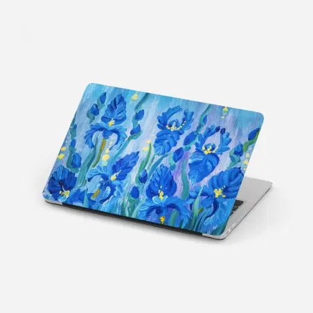 Pegatina para portátil flores azules en pinceladas expresivas – Pixers®