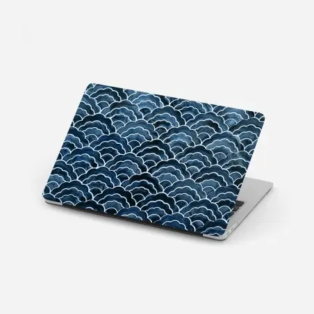 Pegatina para portátil patrón de olas japonesas en acuarela azul – Pixers®