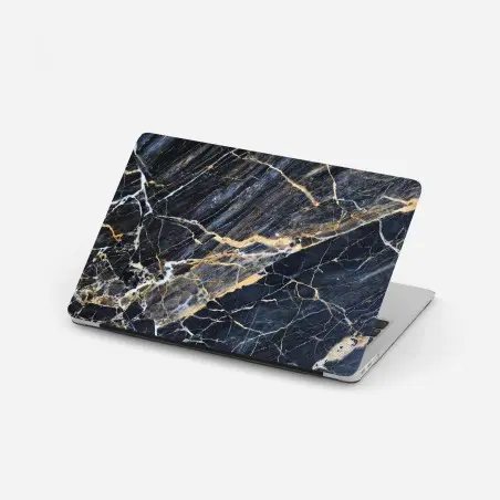 Pegatina para portátil mármol azul oscuro con vetas doradas – Pixers®