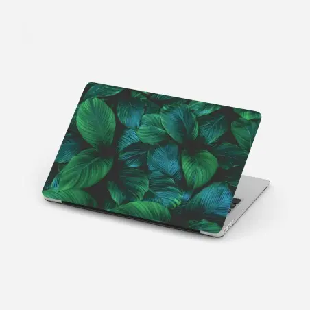 Pegatina para portátil patrón de hojas tropicales en verde profundo – Pixers®