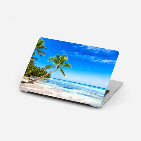 Pegatina para portátil playa tropical con palmera inclinada – Pixers®