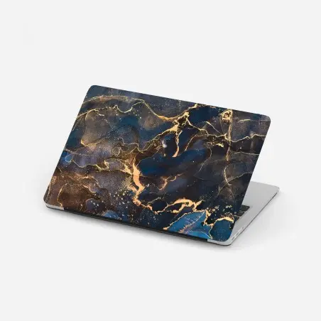 Pegatina para portátil abstracción líquida en tonos marinos y dorados – Pixers®