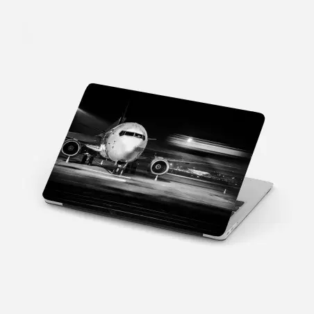 Pegatina para portátil avión frontal nocturno en blanco y negro – Pixers®