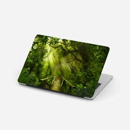 Pegatina para portátil puente en la selva bañado por rayos de sol – Pixers®