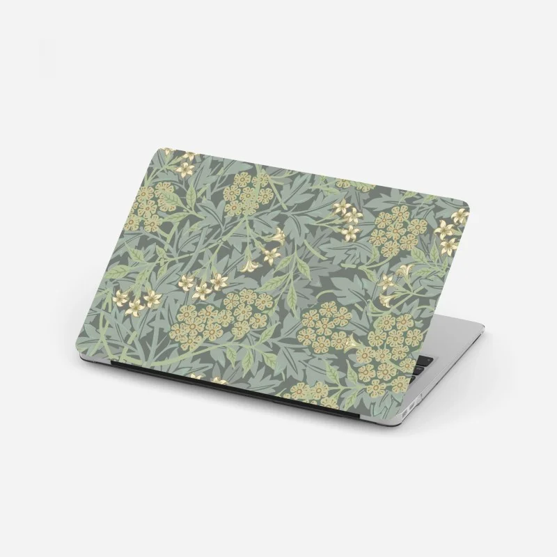 Pegatina para portátil estampado botánico vintage en tonos verdes y grises