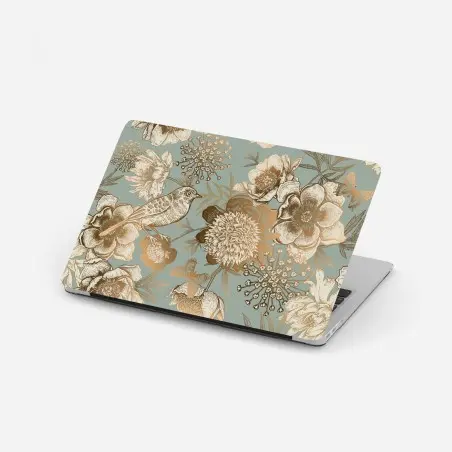 Pegatina para portátil diseño botánico vintage con pájaro y mariposas – Pixers®