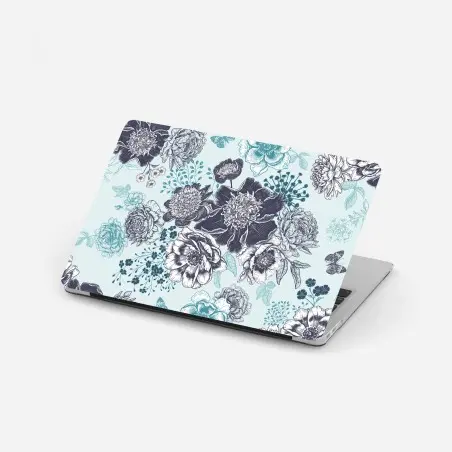 Pegatina para portátil estampado floral vintage en tonos turquesa – Pixers®