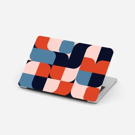 Pegatina para portátil patrón geométrico retro en tonos rosa, azul y rojo – Pixers®