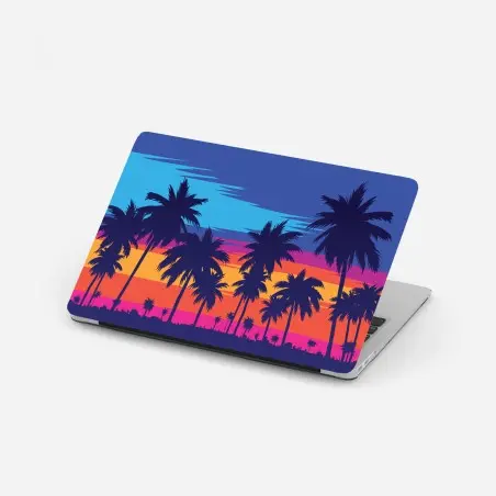 Pegatina para portátil atardecer tropical en silueta de palmeras – Pixers®
