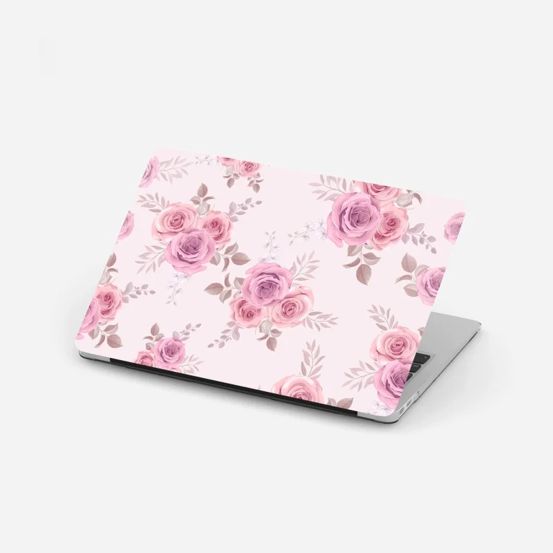 Pegatina para portátil patrón floral de rosas en tonos pastel
