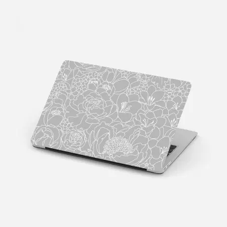 Pegatina para portátil patrón floral minimalista en tonos grises – Pixers®