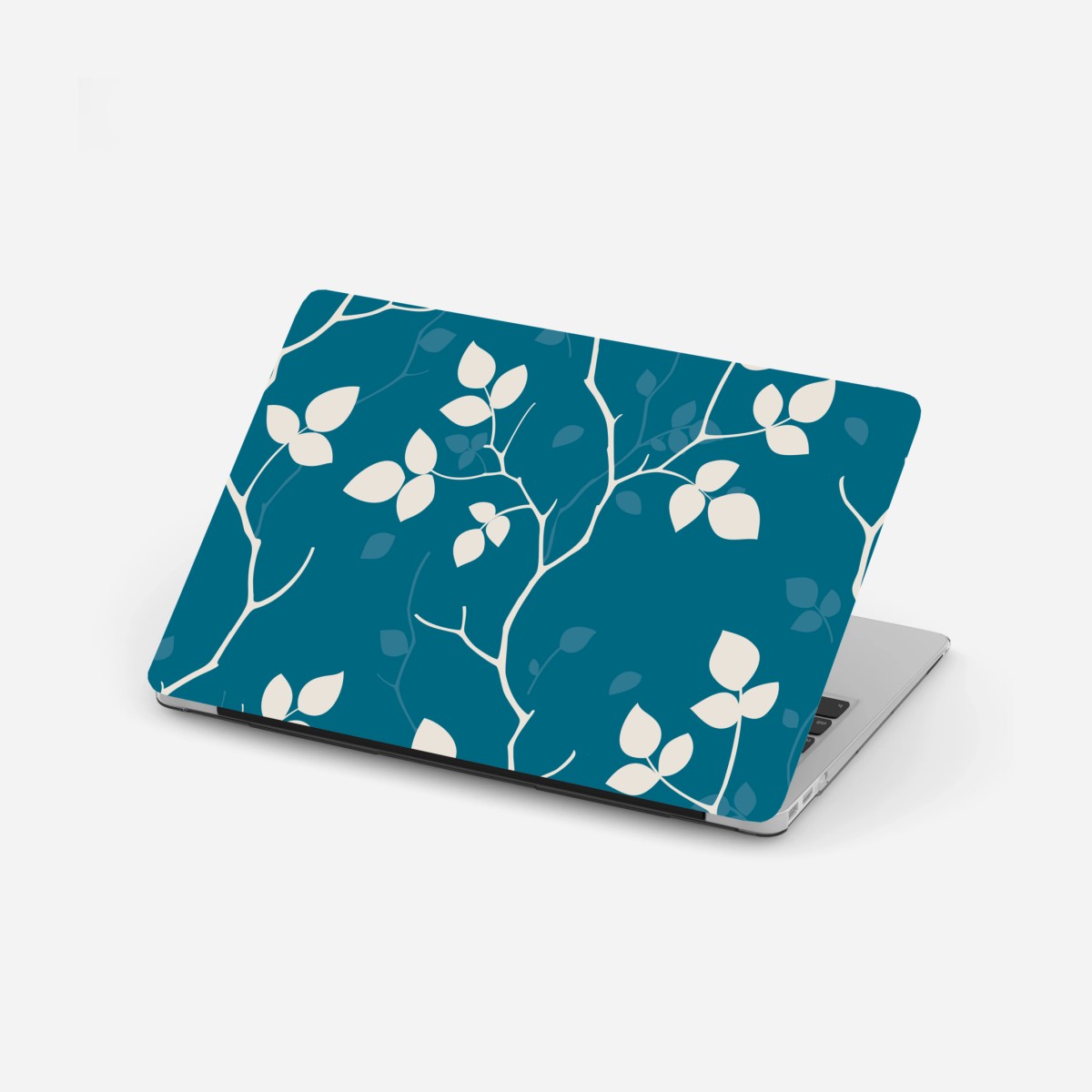 Pegatina para portátil diseño botánico en azul petróleo y crema – Pixers®