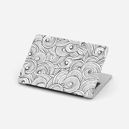 Pegatina para portátil patrón de remolinos en blanco y negro – Pixers®