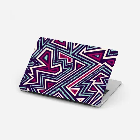 Pegatina para portátil patrón geométrico vibrante en tonos turquesa y magenta – Pixers®