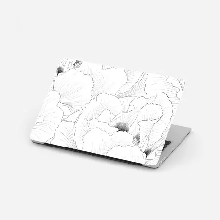 Pegatina para portátil diseño botánico en contorno blanco y negro – Pixers®