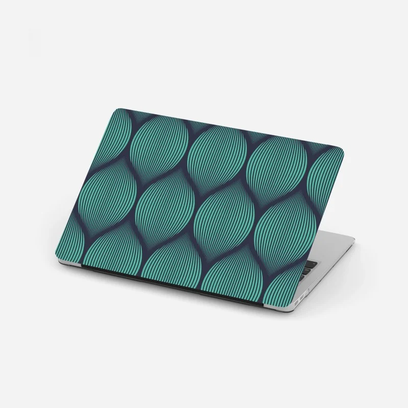 Pegatina para portátil patrón de hojas geométricas turquesas