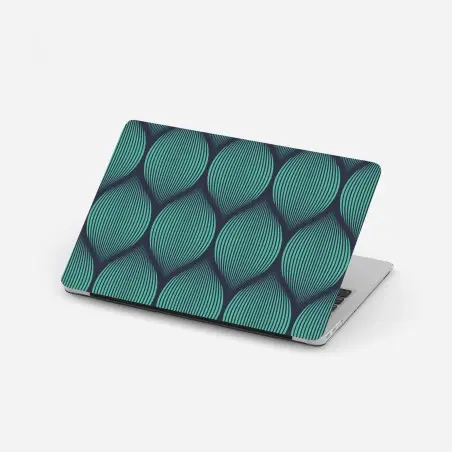 Pegatina para portátil patrón de hojas geométricas turquesas – Pixers®