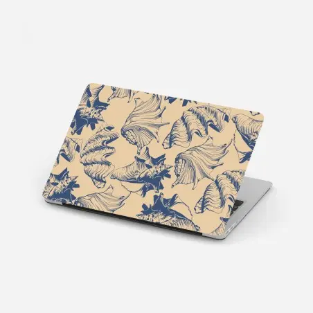 Pegatina para portátil patrón de conchas marinas en tonos azul y beige – Pixers®