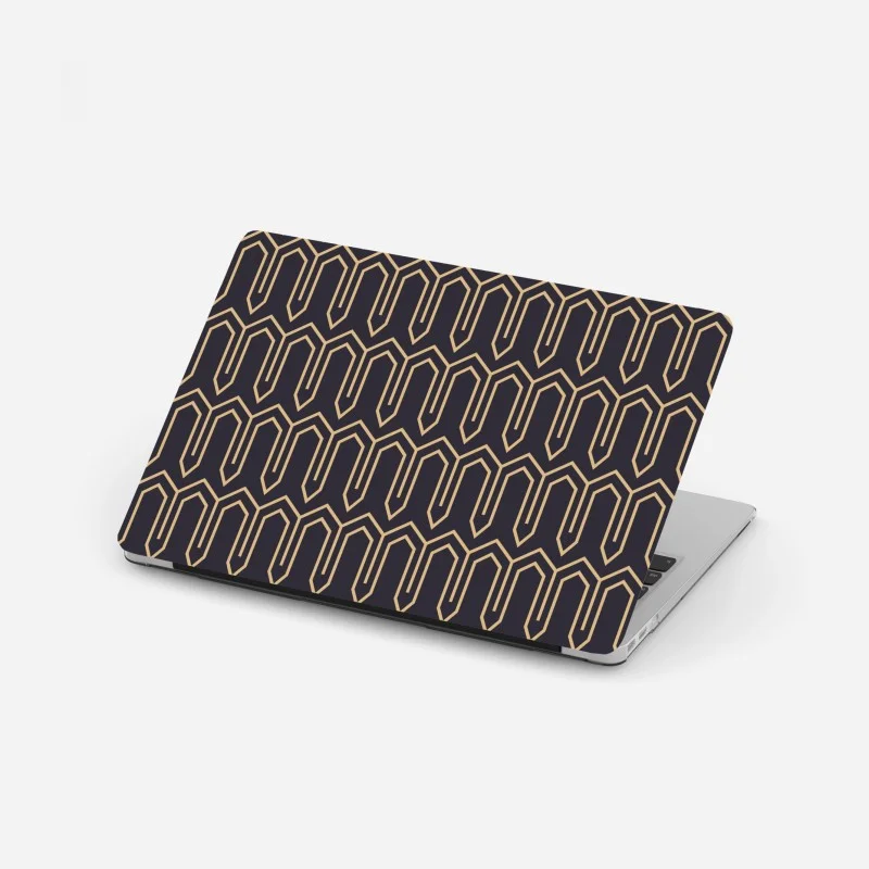 Pegatina para portátil patrón geométrico art déco en negro y dorado