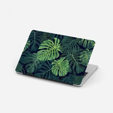 Pegatina para portátil patrón tropical de hojas de monstera en tonos verdes – Pixers®