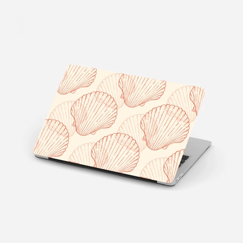 Pegatina para portátil patrón de conchas marinas en tonos coral