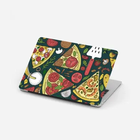 Pegatina para portátil patrón de pizzas ilustrado en colores vibrantes – Pixers®
