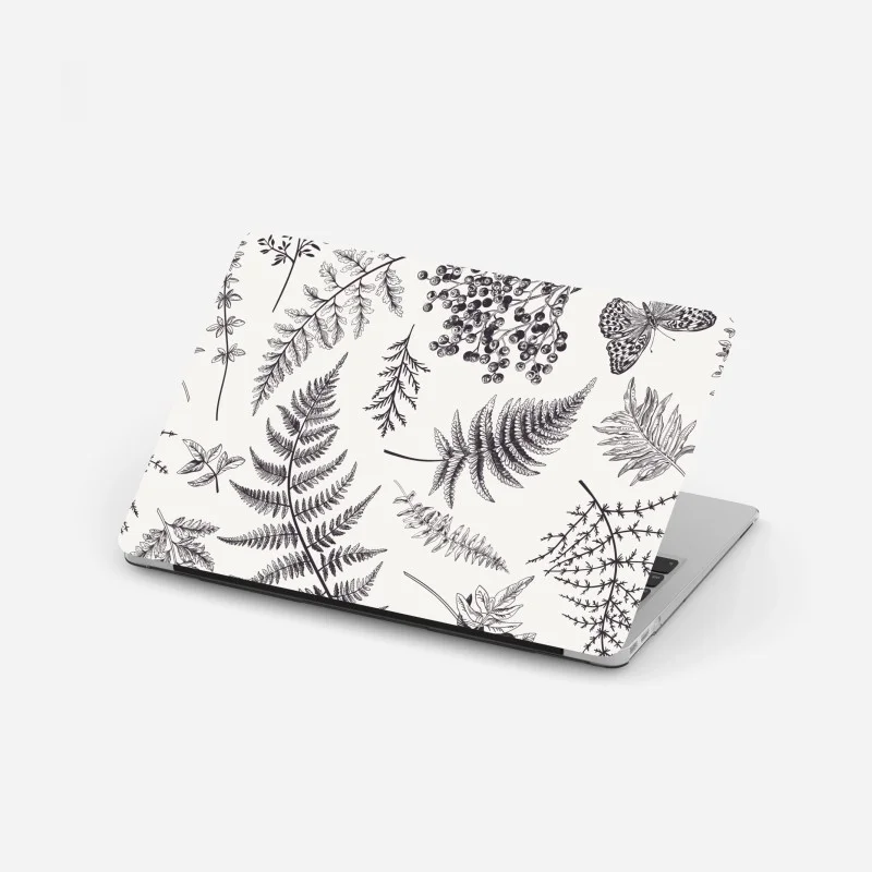 Pegatina para portátil patrón botánico vintage en blanco y negro