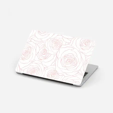 Pegatina para portátil diseño floral de rosas en contorno rosa – Pixers®
